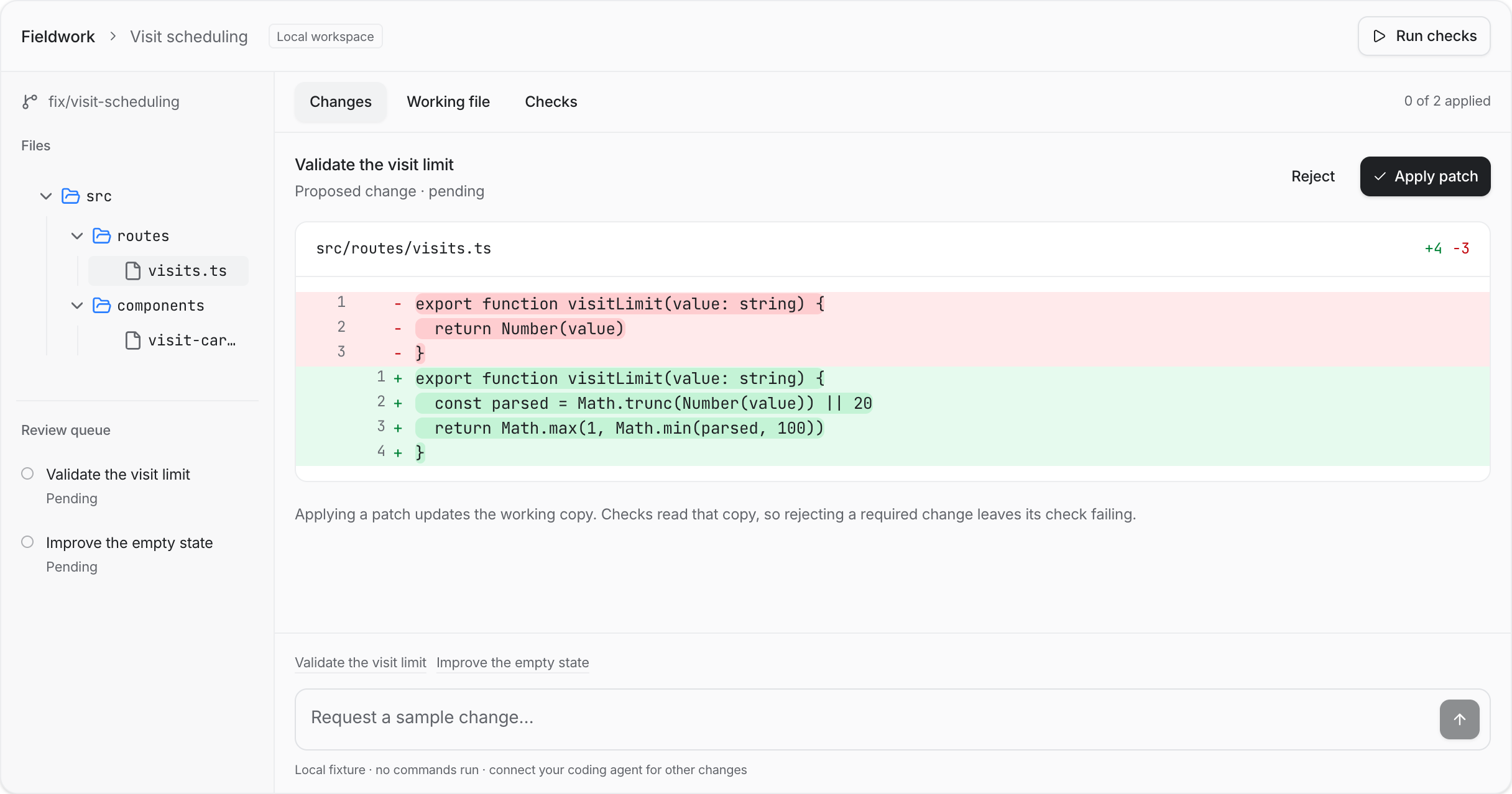 Coding workspace built with Agents Kit
