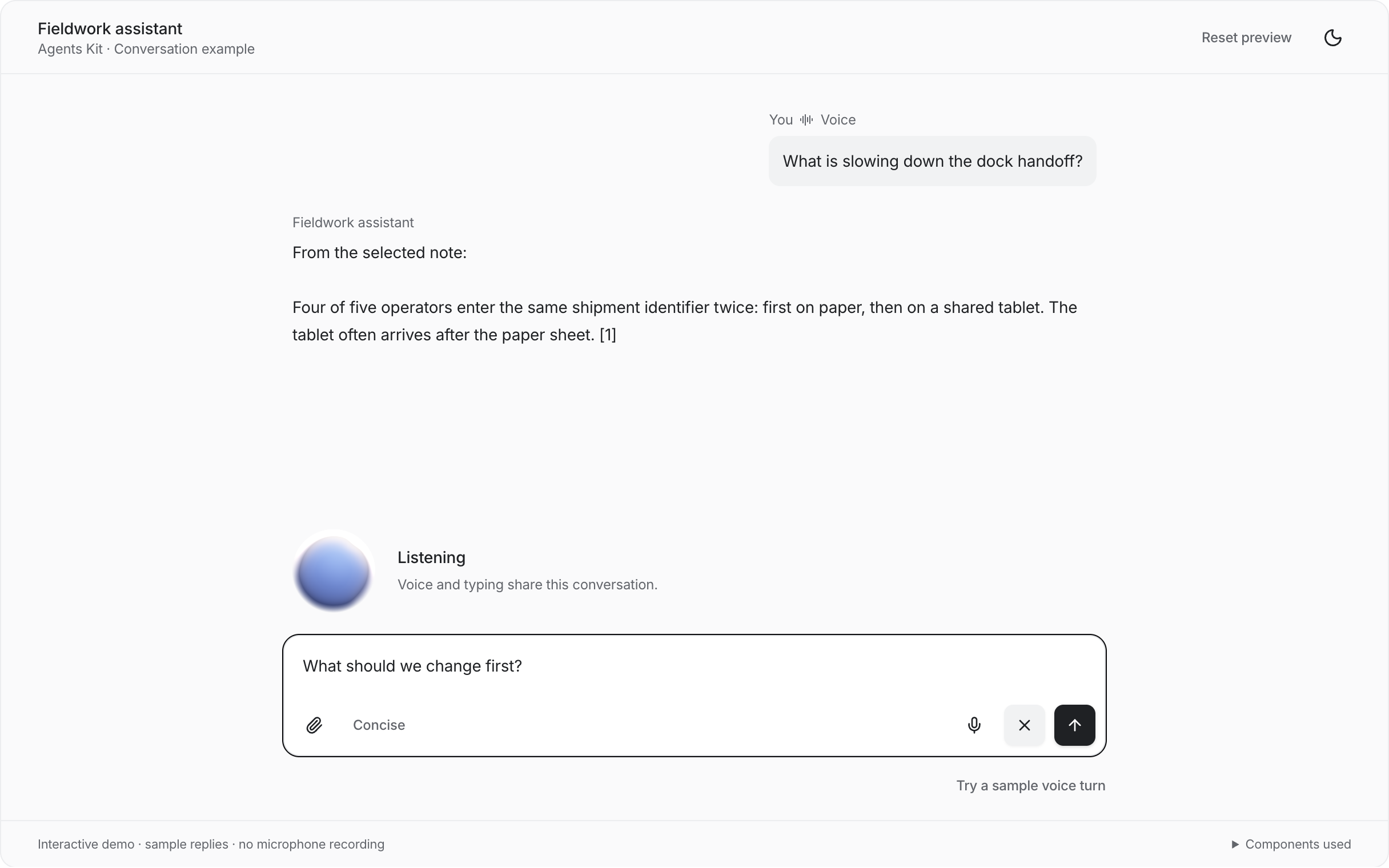 Voice and chat built with Agents Kit